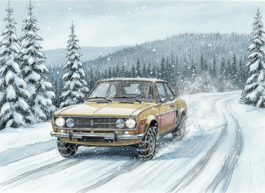 Auto sur route enneigée - © HR & Firefly / Comminges Direct