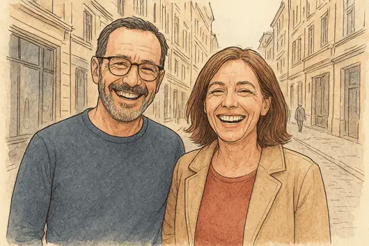 Couple souriant (dessin)