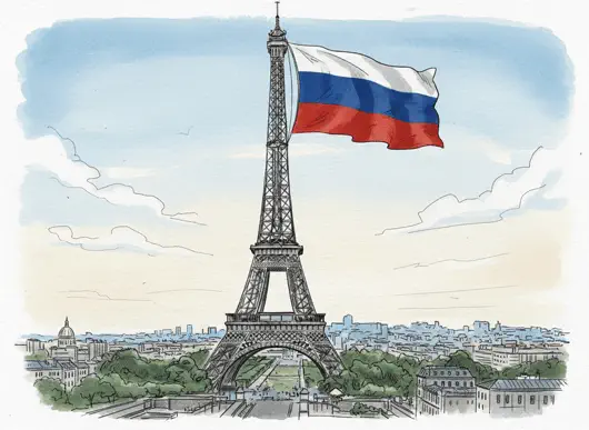 Tour Eiffel aux couleurs russes